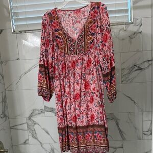 Floral Pink Bohemian Dress